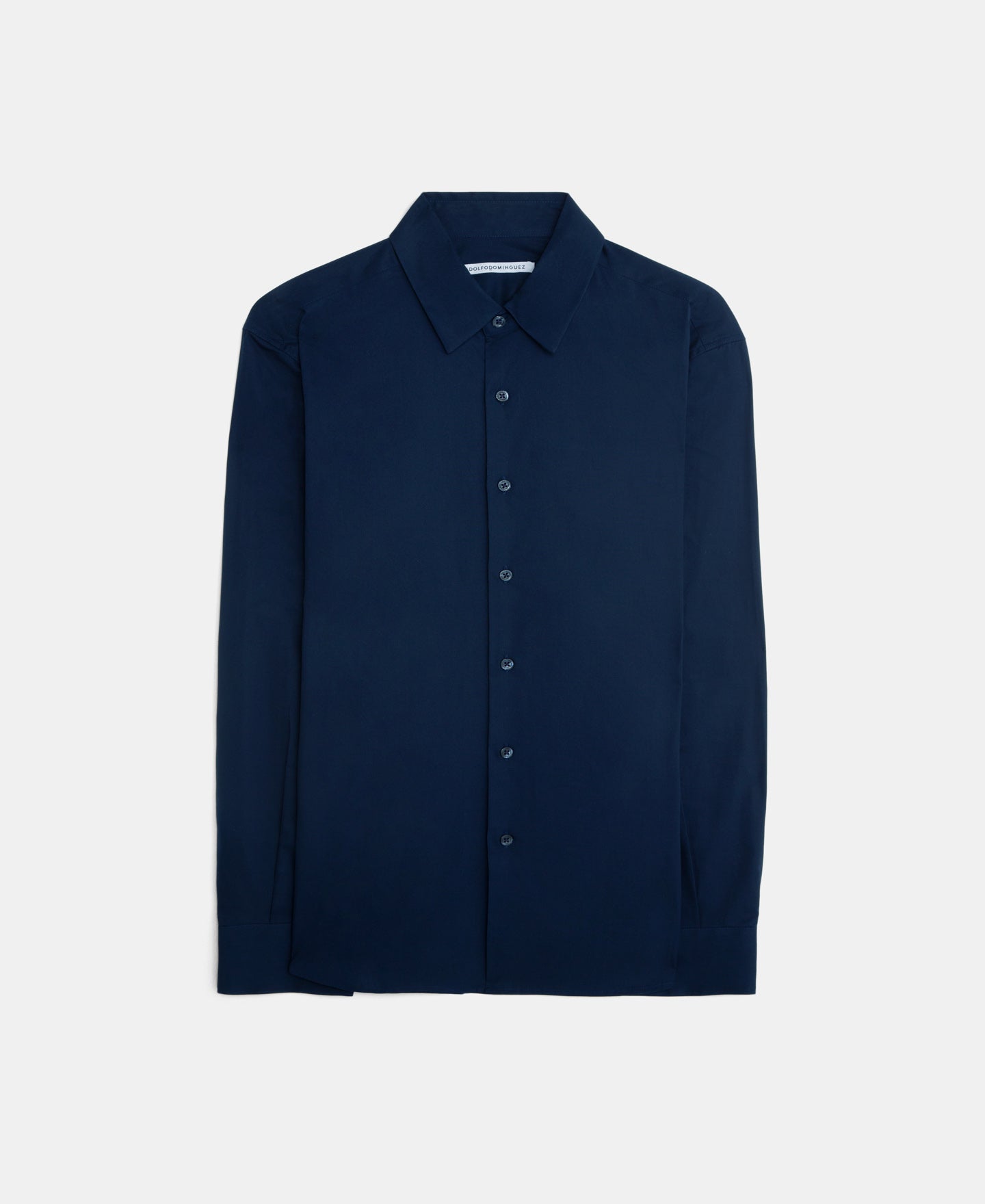 Men Shirt | Navy Blue Cutaway Collar Cotton Shirt by Spanish designer Adolfo Dominguez