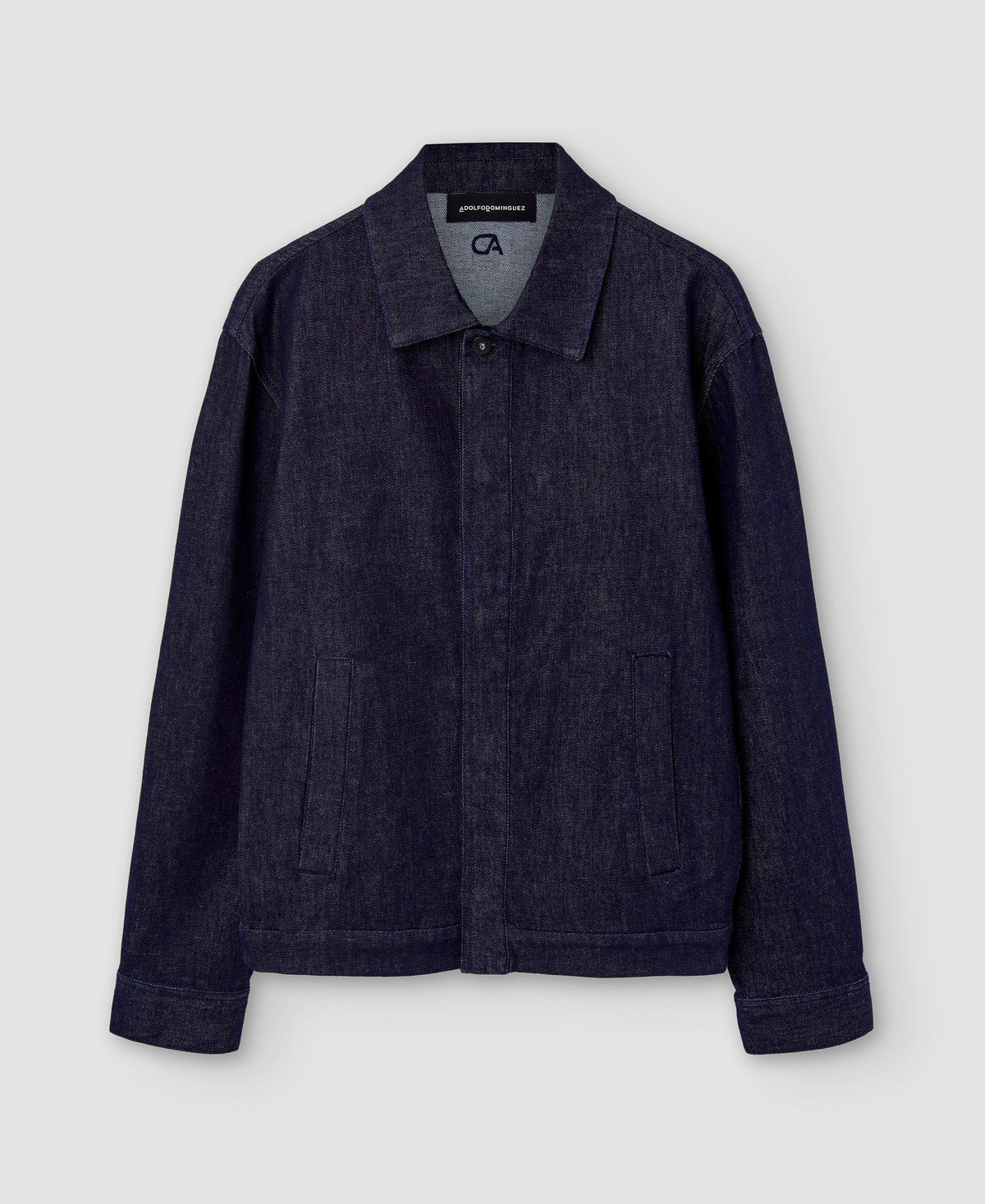 Men Jacket | Navy Blue Demin Overshirt In Recycled Materials by Spanish designer Adolfo Dominguez