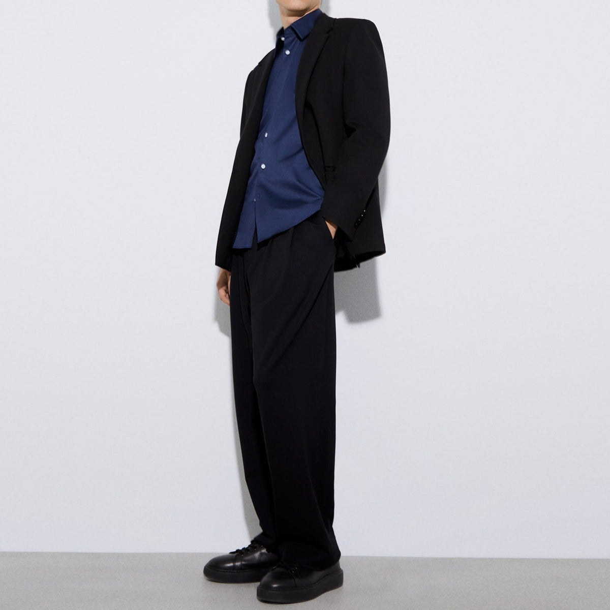 Men Shirt | Navyblue Responsible Lyocell And Cotton Shirt by Spanish designer Adolfo Dominguez