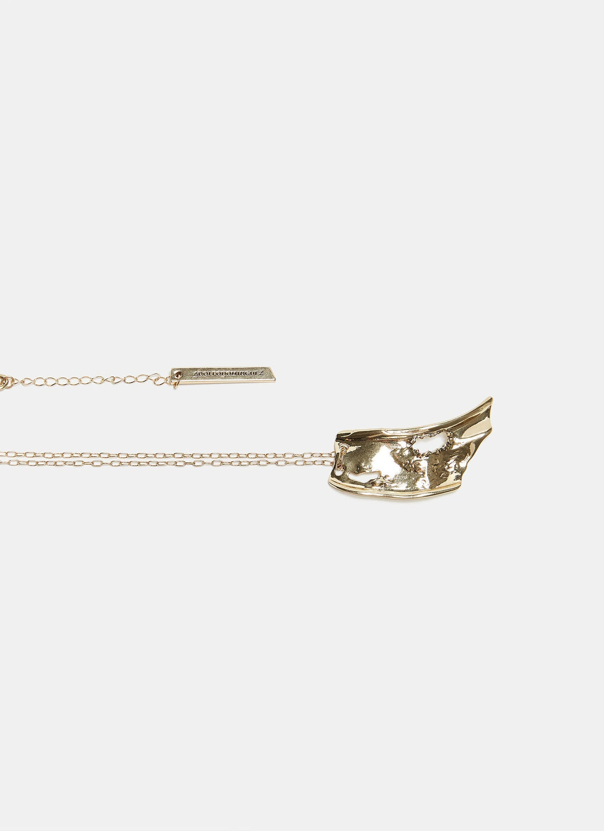 Women Necklace | Old Gold Long Necklace With Organic Pendant by Spanish designer Adolfo Dominguez