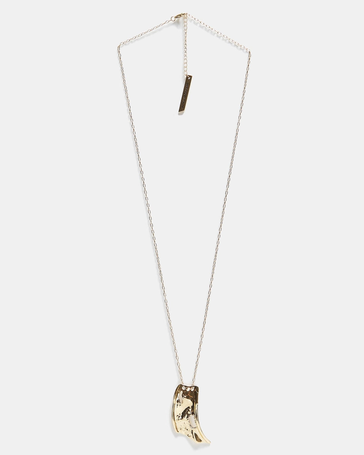 Women Necklace | Old Gold Long Necklace With Organic Pendant by Spanish designer Adolfo Dominguez