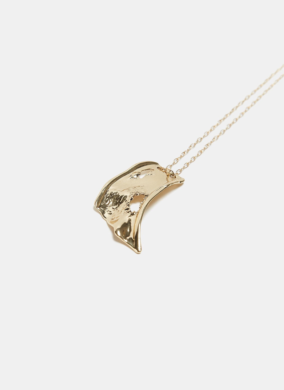 Women Necklace | Old Gold Long Necklace With Organic Pendant by Spanish designer Adolfo Dominguez