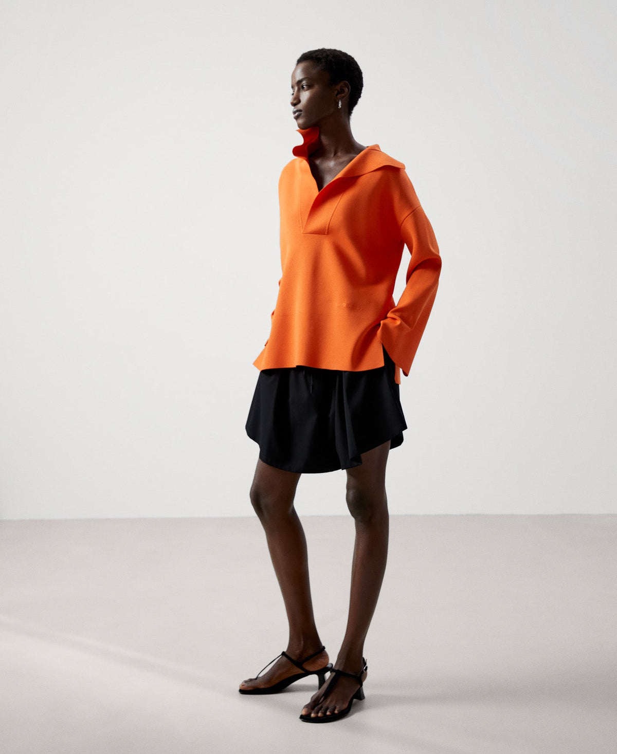 Women Jersey | Orange Recycled Nylon Sweater by Spanish designer Adolfo Dominguez