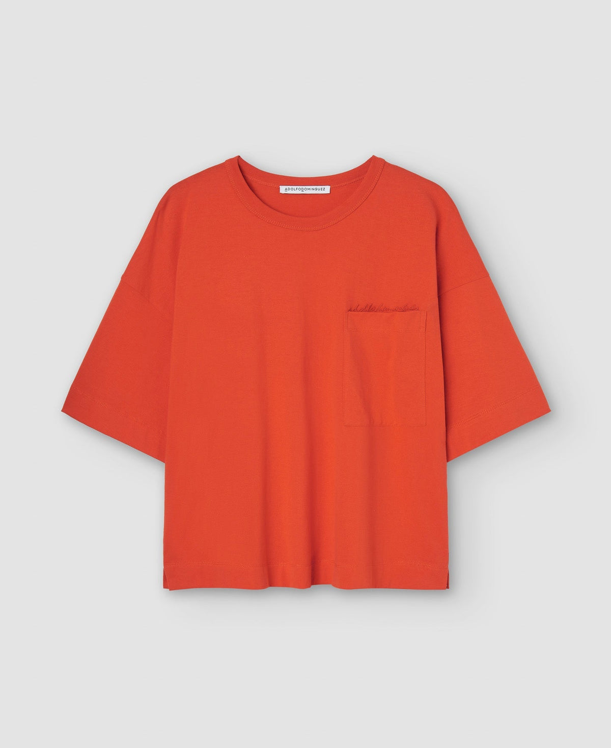Women T-Shirt (Short Sleeve) | Orange Straight Line Organic Cotton T-Shirt by Spanish designer Adolfo Dominguez