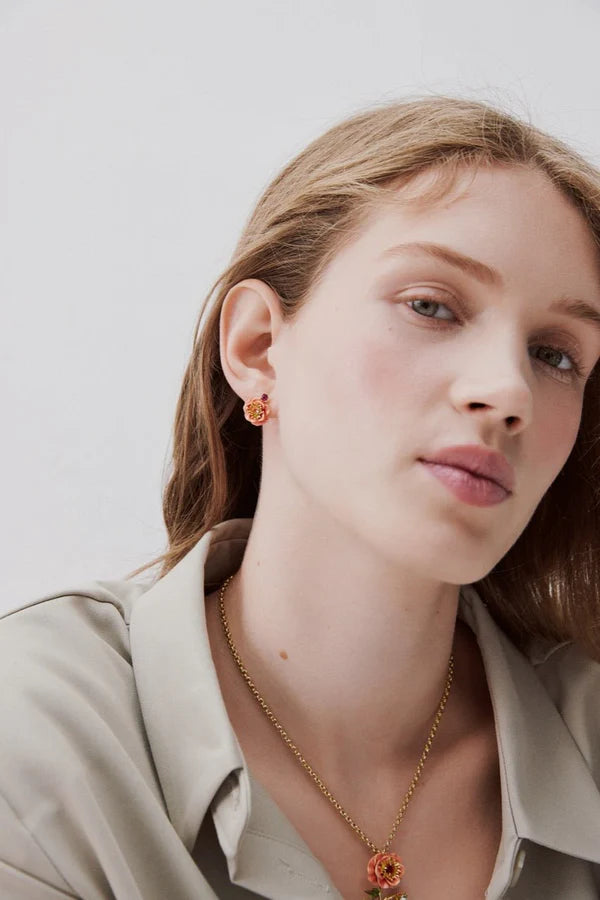 Pink Anemone. Rose Bud And Crystal Necklace | AWBB3041