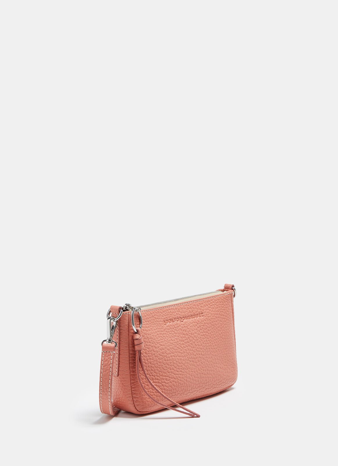 Women Leather Bag | Pink Granulated Mini Crossbody Bag by Spanish designer Adolfo Dominguez