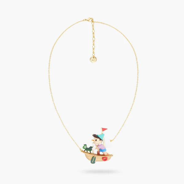 Pinocchio And Cricket On A Boat Necklace | ARPI3071