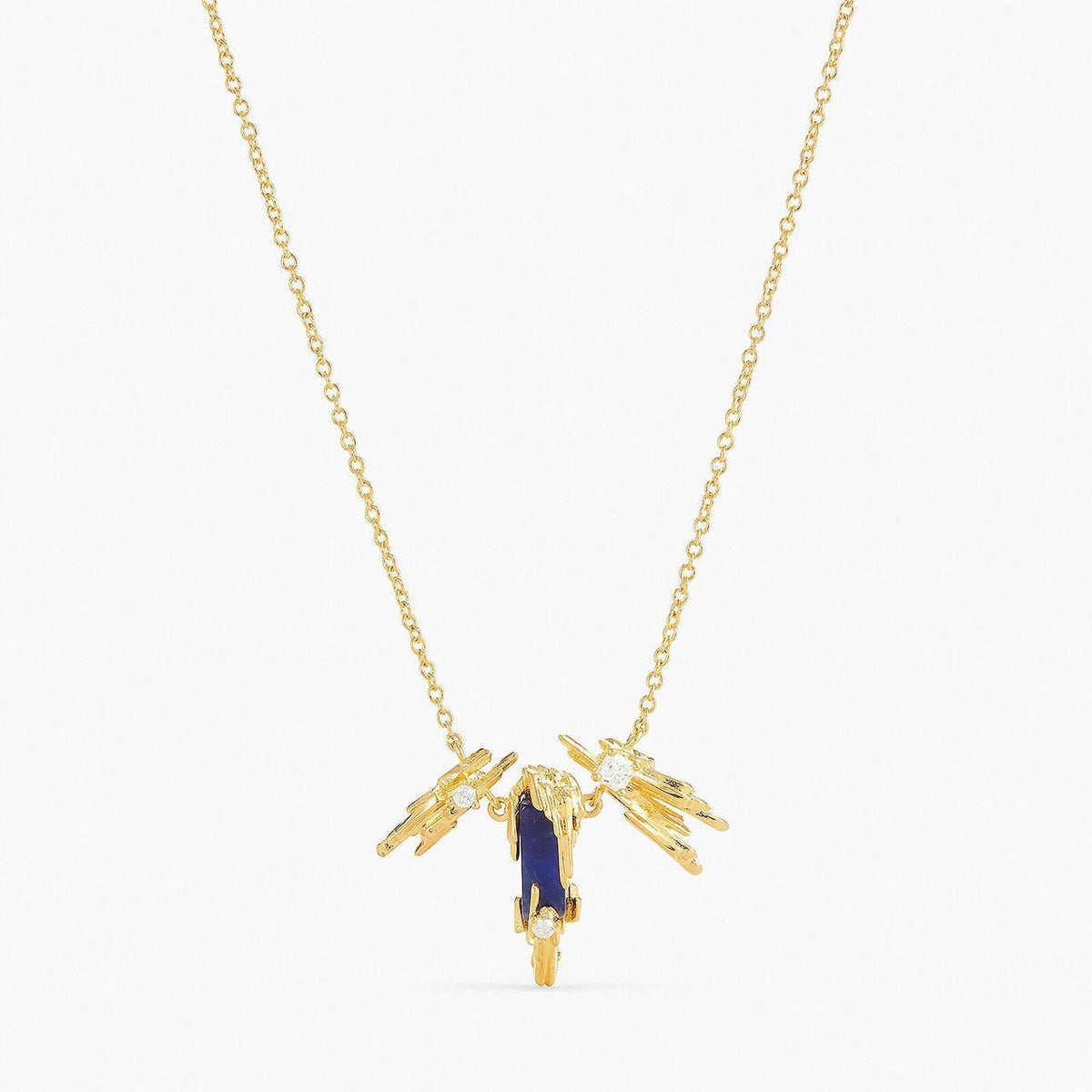 Sodalite And Gold Rock Pendant Necklace | aptm3031