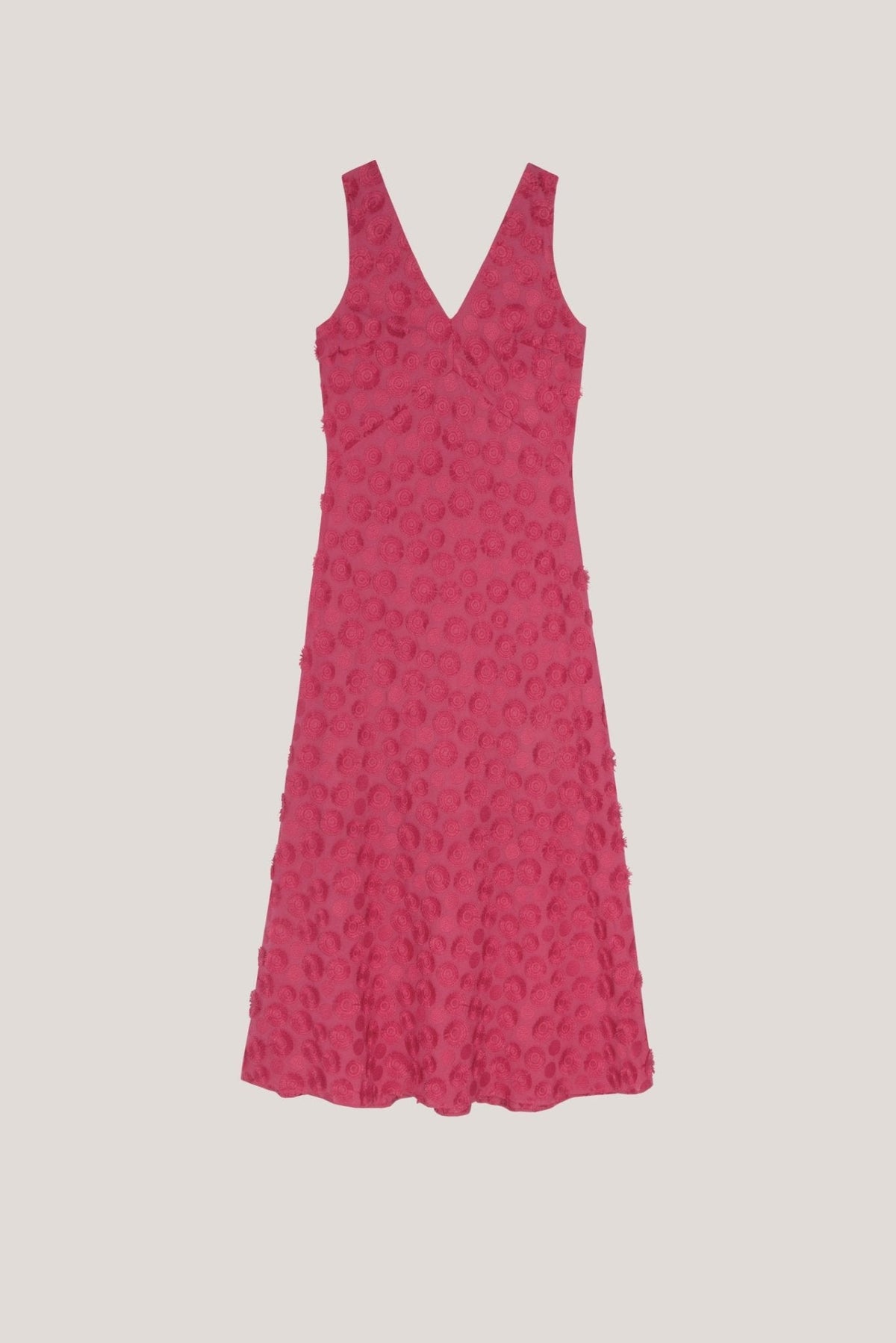 Dresses | Raspberry sleeveless fil coupé midi dress by Spanish designer Roberto Verino