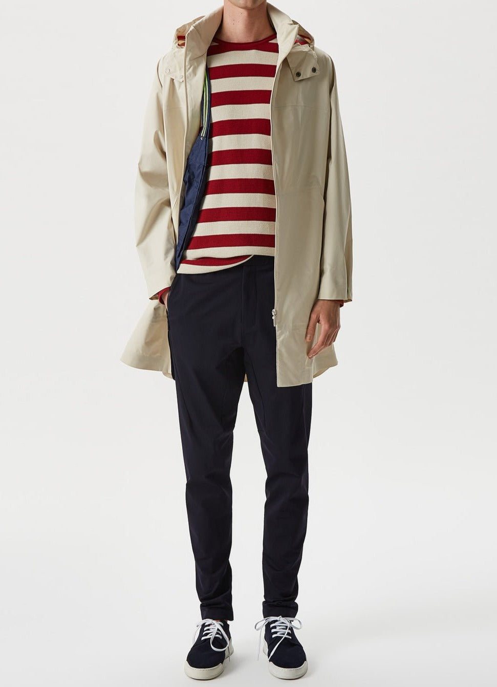 Men Jersey | Red Stripe Breton Sweater With Roll Edge Neck by Spanish designer Adolfo Dominguez