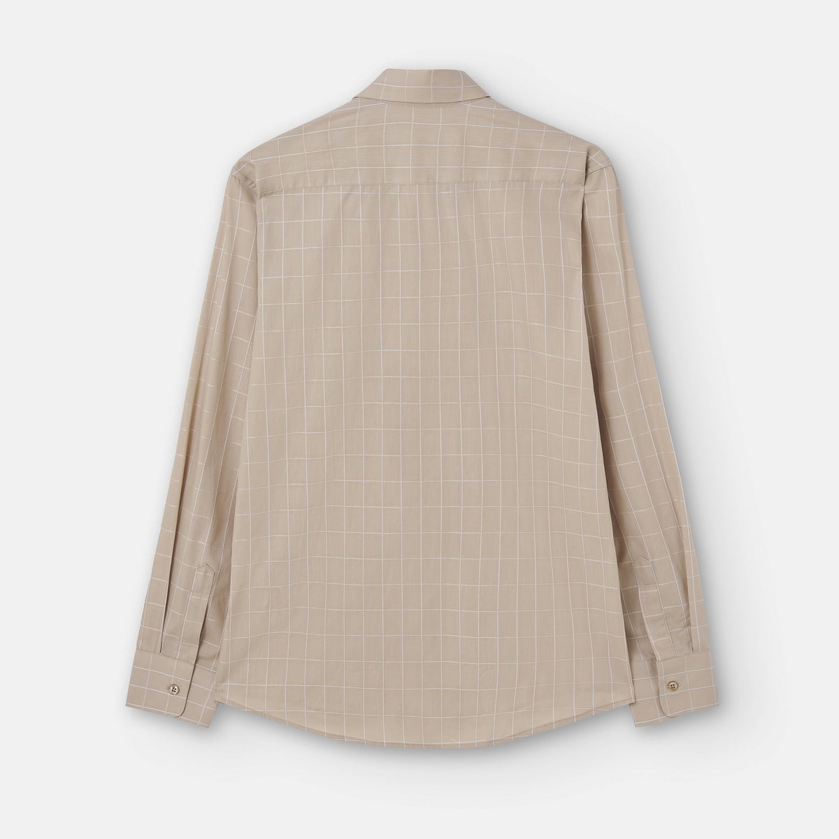Men Shirt | Sand Plaid Cotton Shirt by Spanish designer Adolfo Dominguez