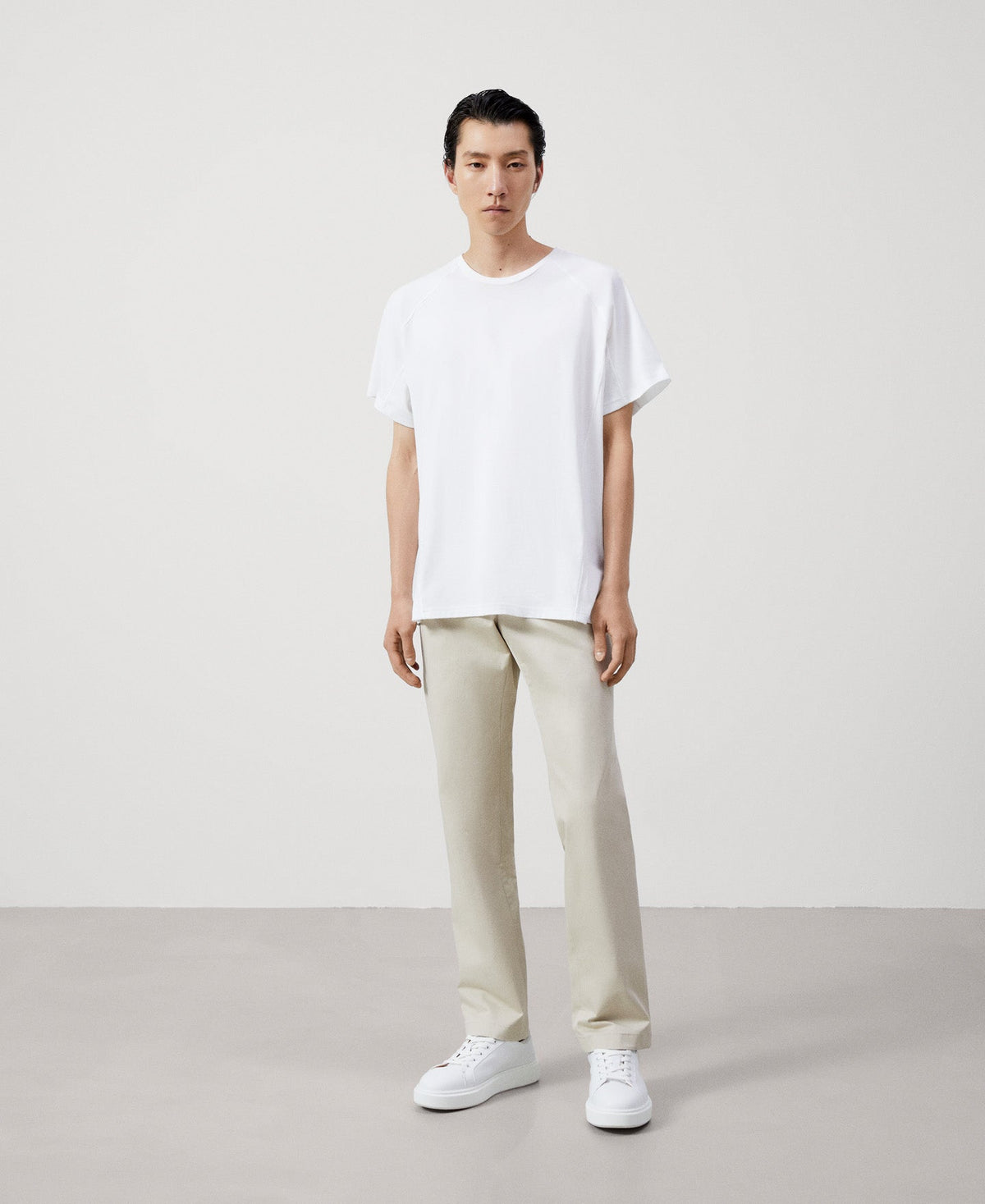 Men Trousers | Sand Stretch Cotton Chino Trousers by Spanish designer Adolfo Dominguez
