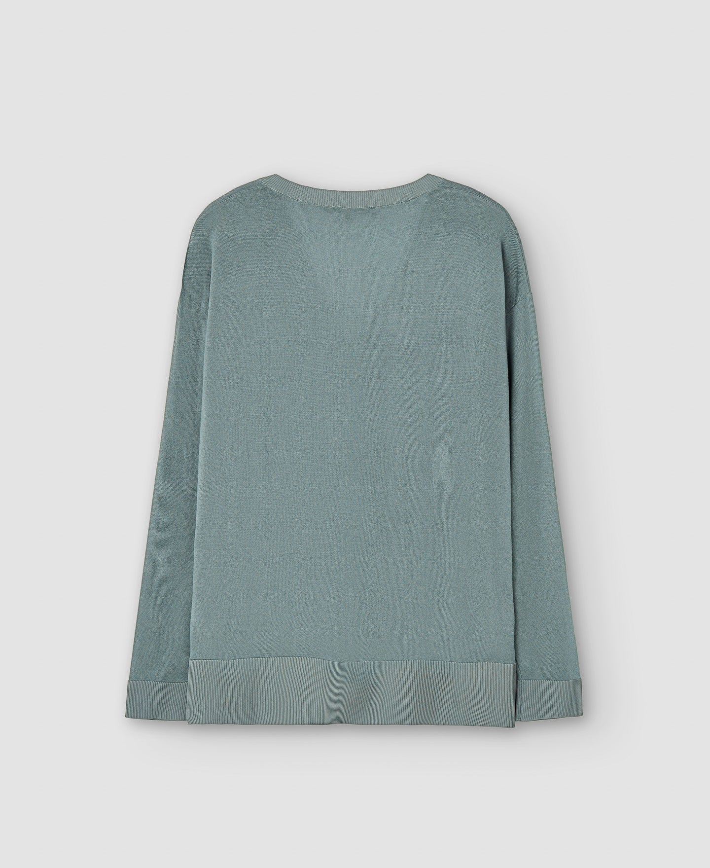 Women Jersey | Sea Water Green Merino Wool V-Neck Sweater by Spanish designer Adolfo Dominguez