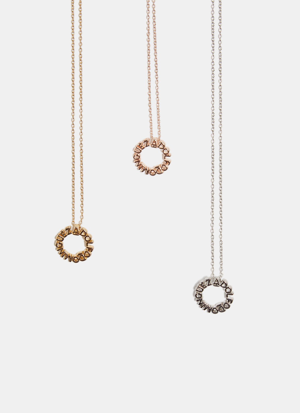 Women Necklace | Silver Necklace With Circular Logoed Pendant by Spanish designer Adolfo Dominguez