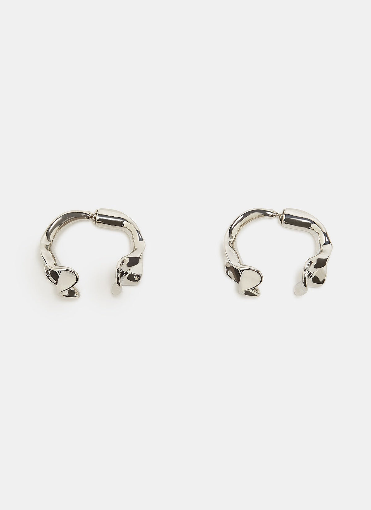 Women Earrings | Silver Short Earrings With Organic Shape by Spanish designer Adolfo Dominguez
