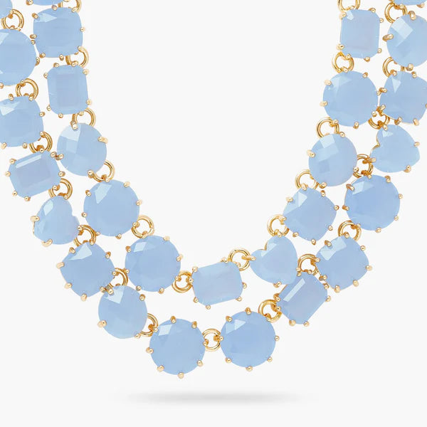 Sky Blue Diamantine Luxurious Two-Row Necklace | ARLD3551