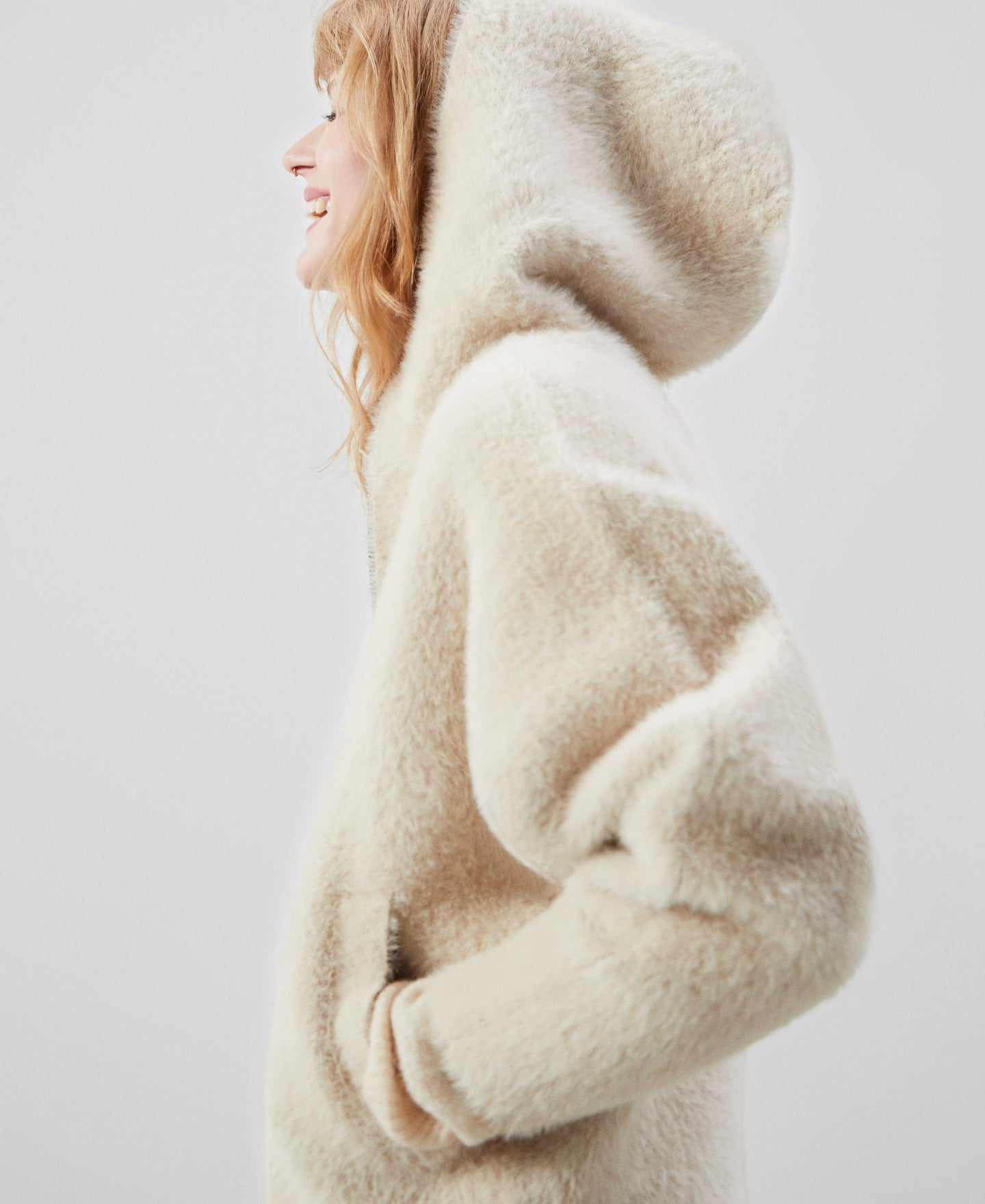 Women Knit Jacket | Taupe/Beige Jacket by Spanish designer Adolfo Dominguez