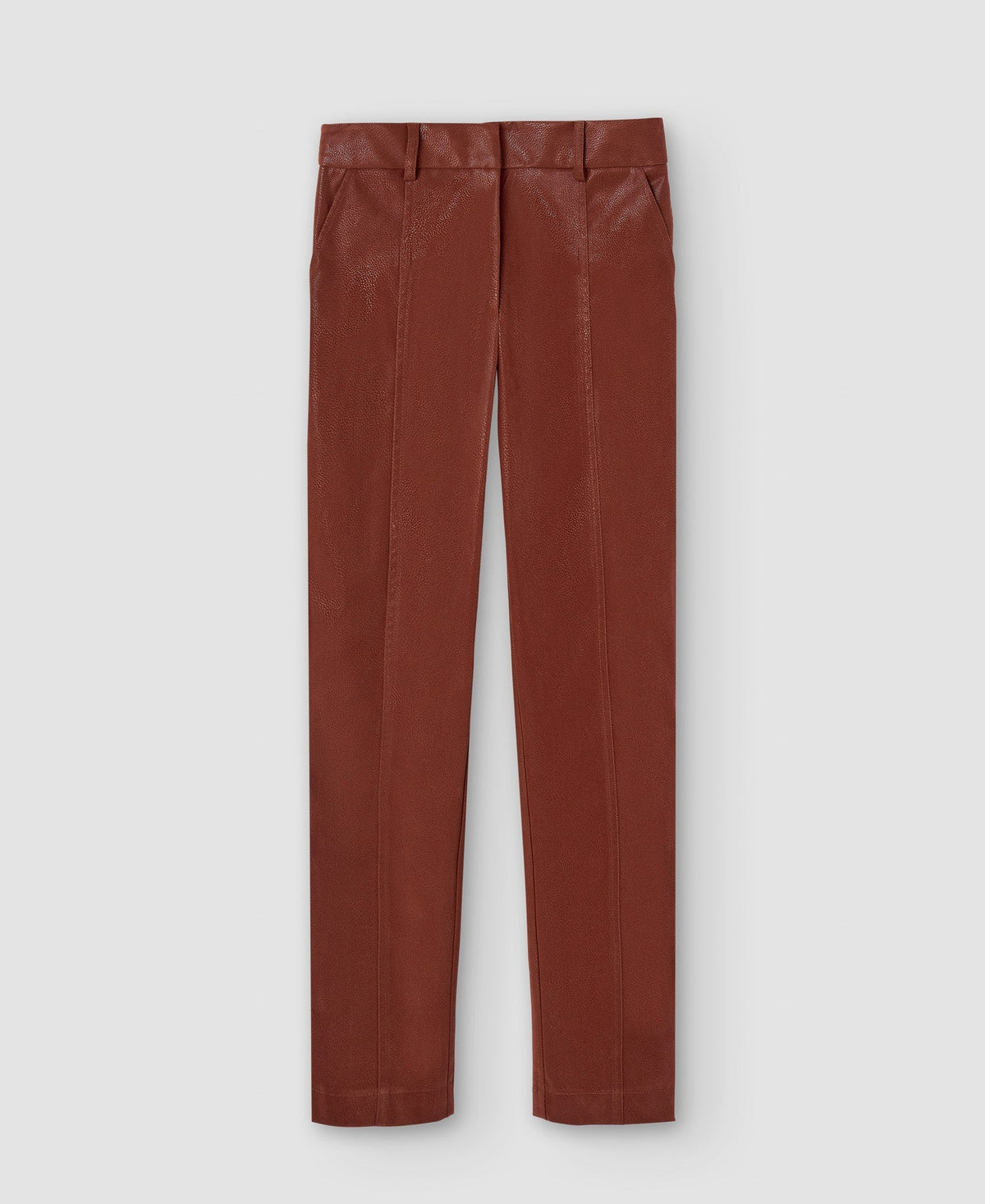 Women Trousers | Terracotta Vegan Suede High Rise Trousers by Spanish designer Adolfo Dominguez