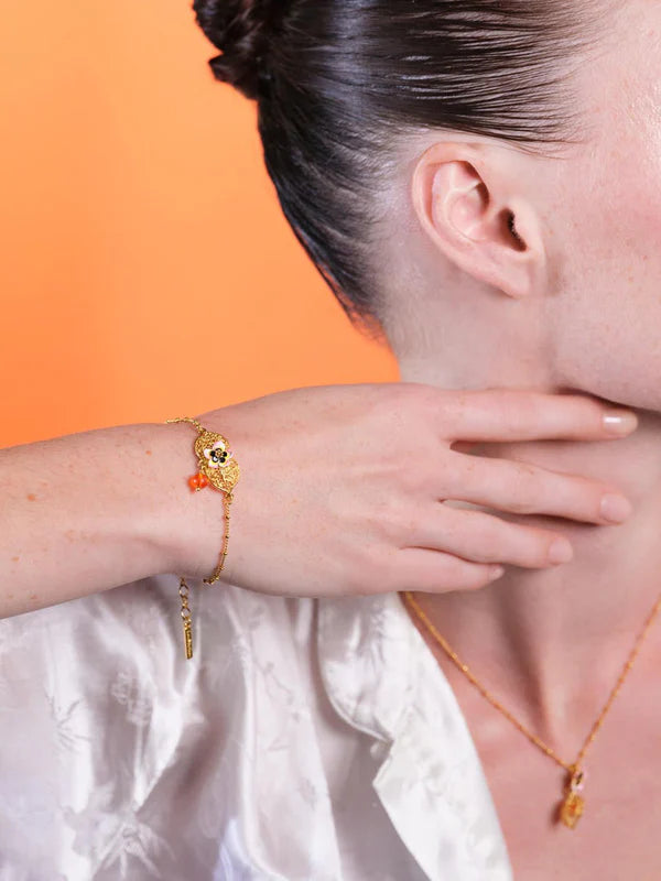 Tiaré Flower And Physalis Thin Bracelet | arpa2031