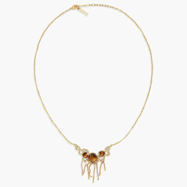 Tiger Eye And Gold Links Statement Necklace | aptm3041
