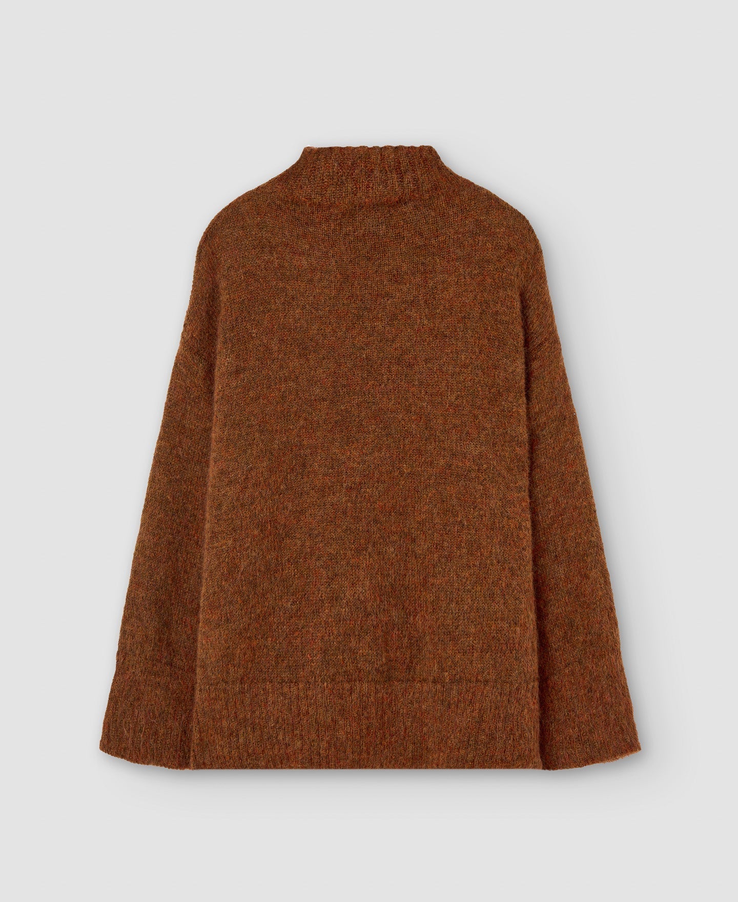 Women Jersey | Tobacco Mohair Funnel Collar Sweater by Spanish designer Adolfo Dominguez