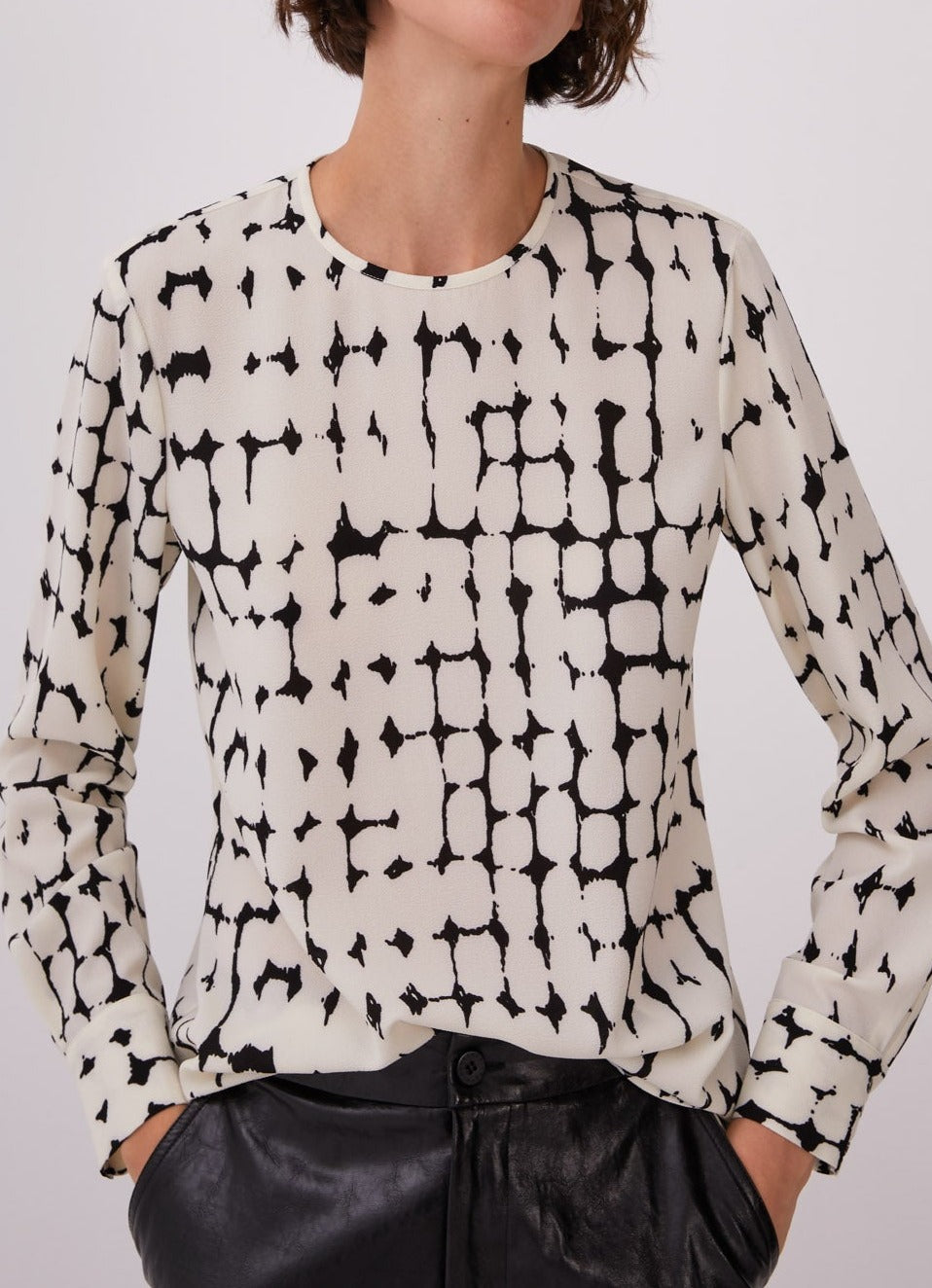 Women Shirt | White And Black Back Buttoned Shirt by Spanish designer Adolfo Dominguez