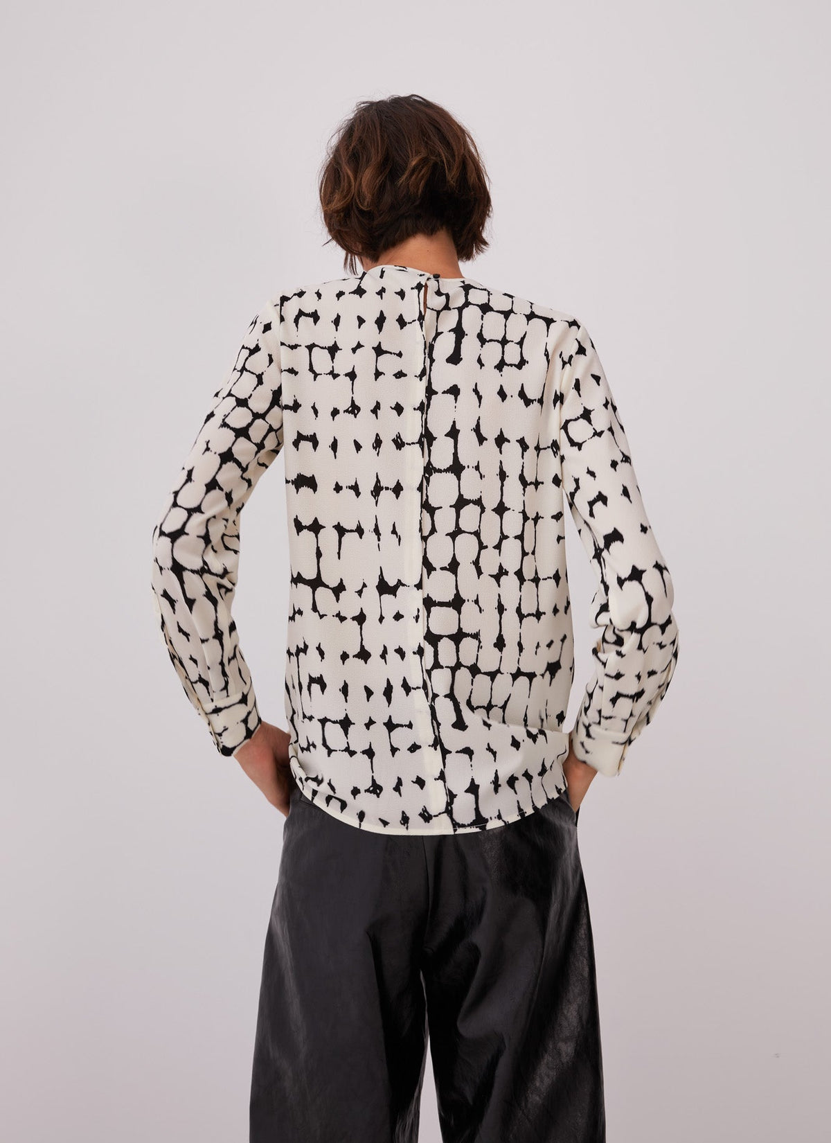 Women Shirt | White And Black Back Buttoned Shirt by Spanish designer Adolfo Dominguez