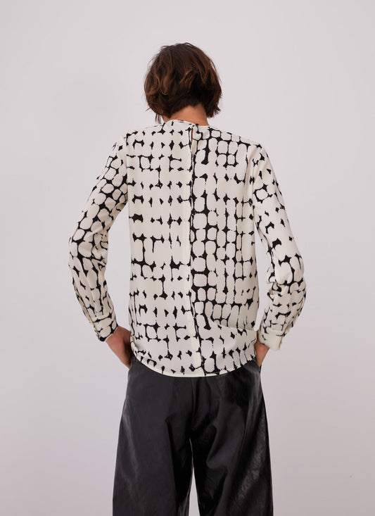 Women Shirt | White And Black Back Buttoned Shirt by Spanish designer Adolfo Dominguez
