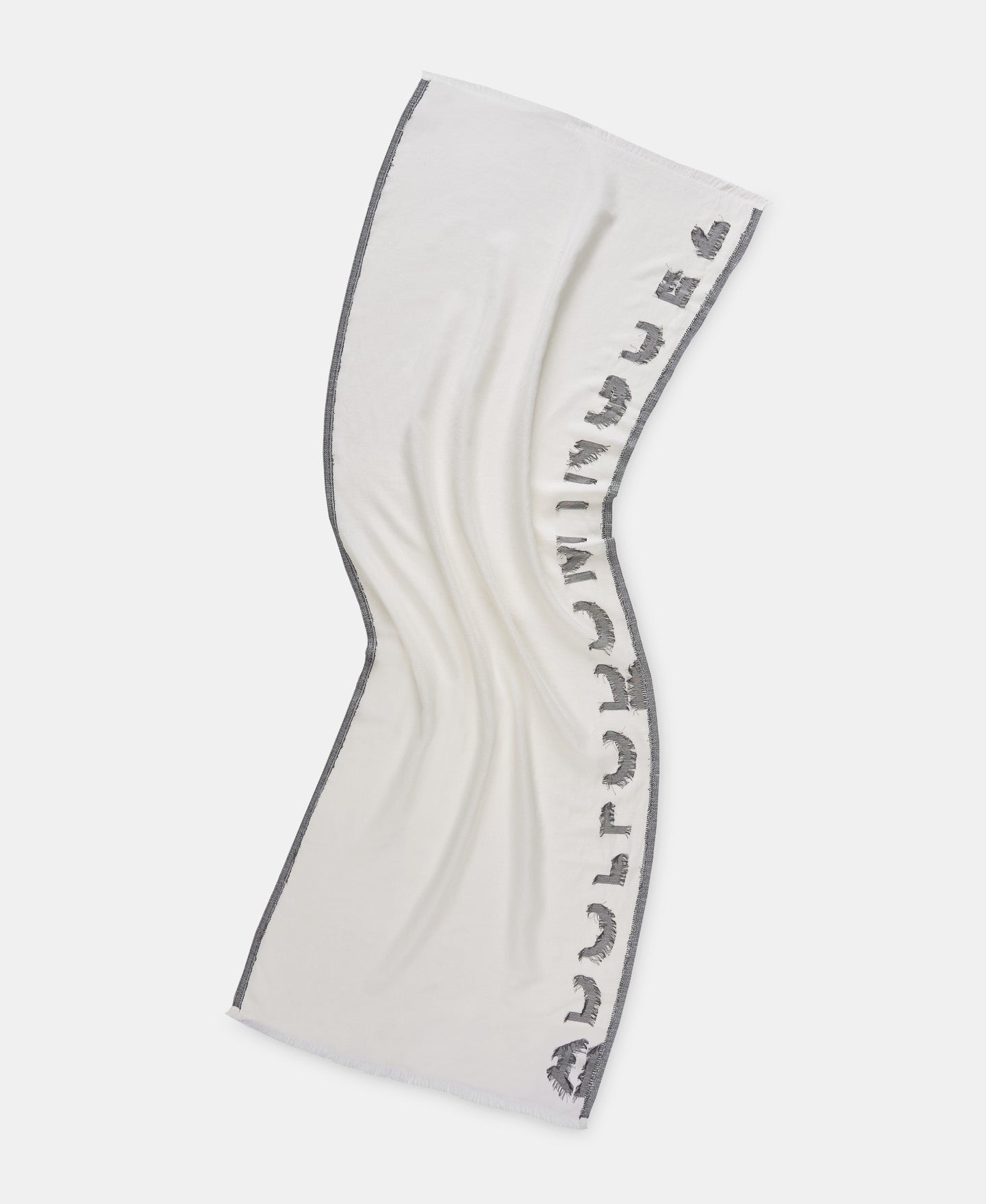Women Shawl | White Cotton And Linen Modal Frayed Shawl by Spanish designer Adolfo Dominguez