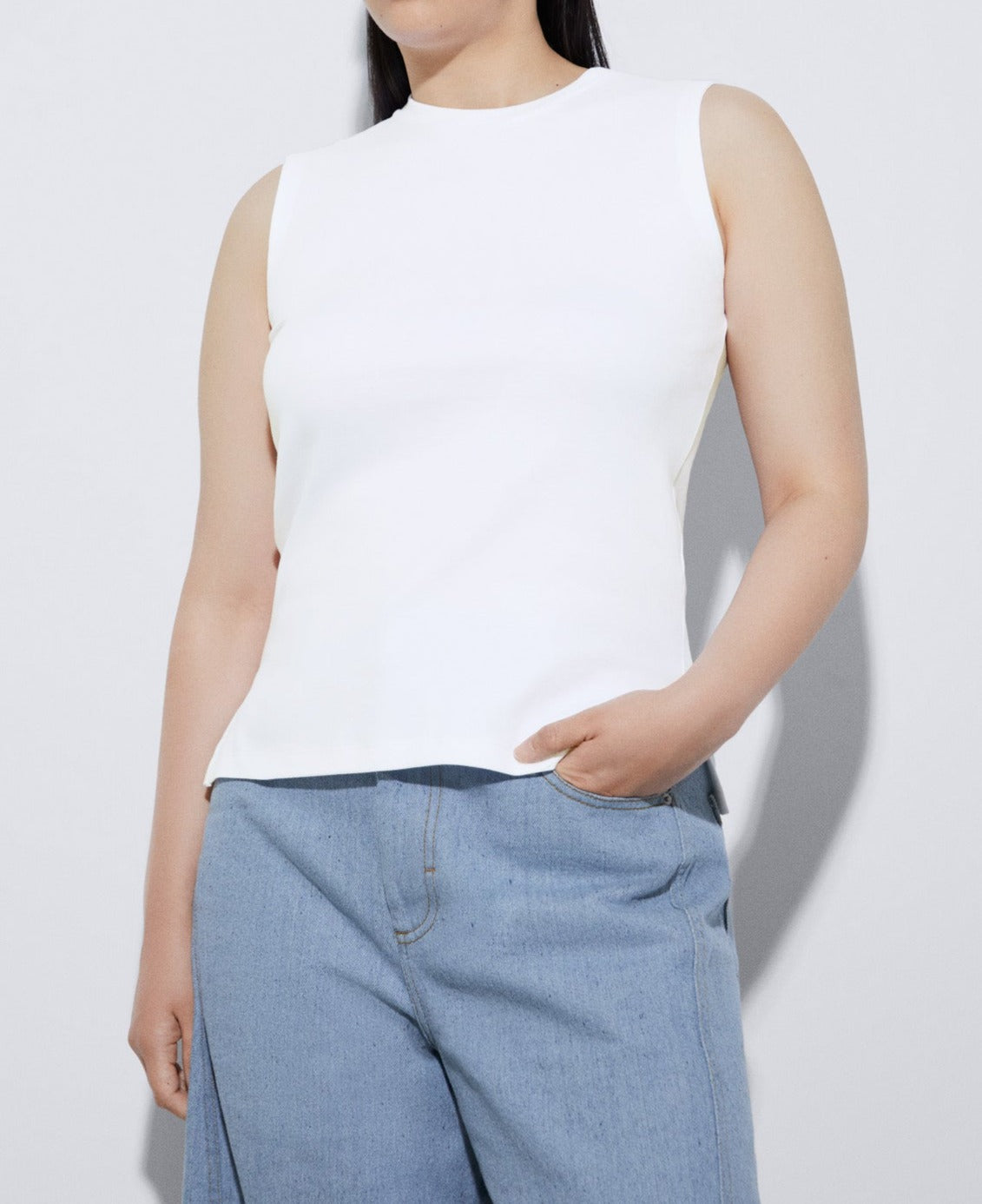 Women T-Shirt (Short Sleeve) | White Cotton Crew Neck T-Shirt by Spanish designer Adolfo Dominguez