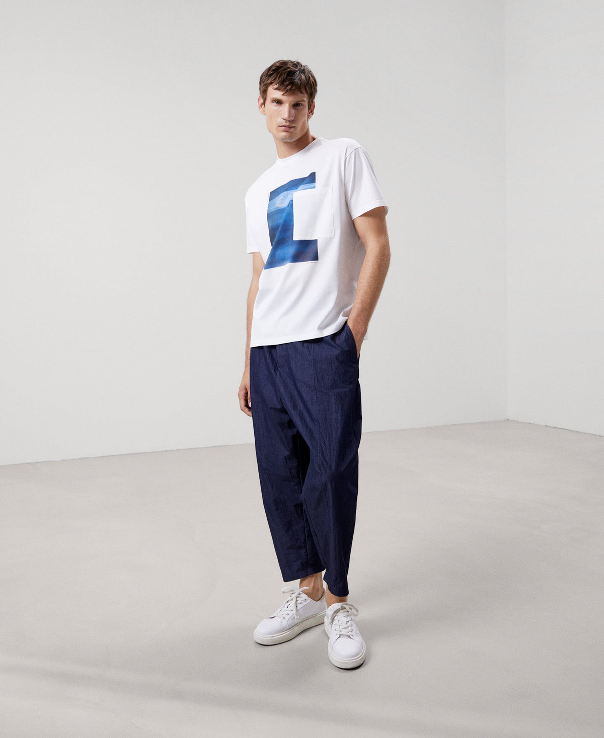 Men T-Shirt (Short Sleeve) | White Cotton T-Shirt by Spanish designer Adolfo Dominguez