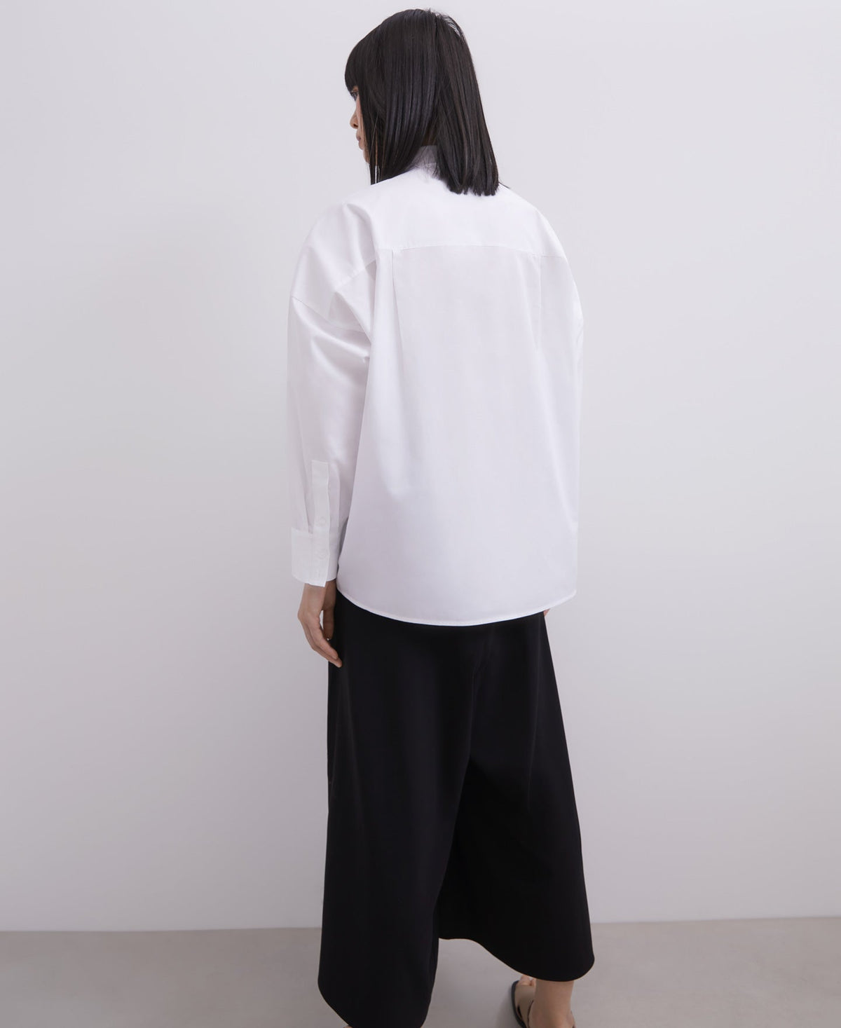 Women Shirt | White Crossover Flap Cotton Shirt by Spanish designer Adolfo Dominguez