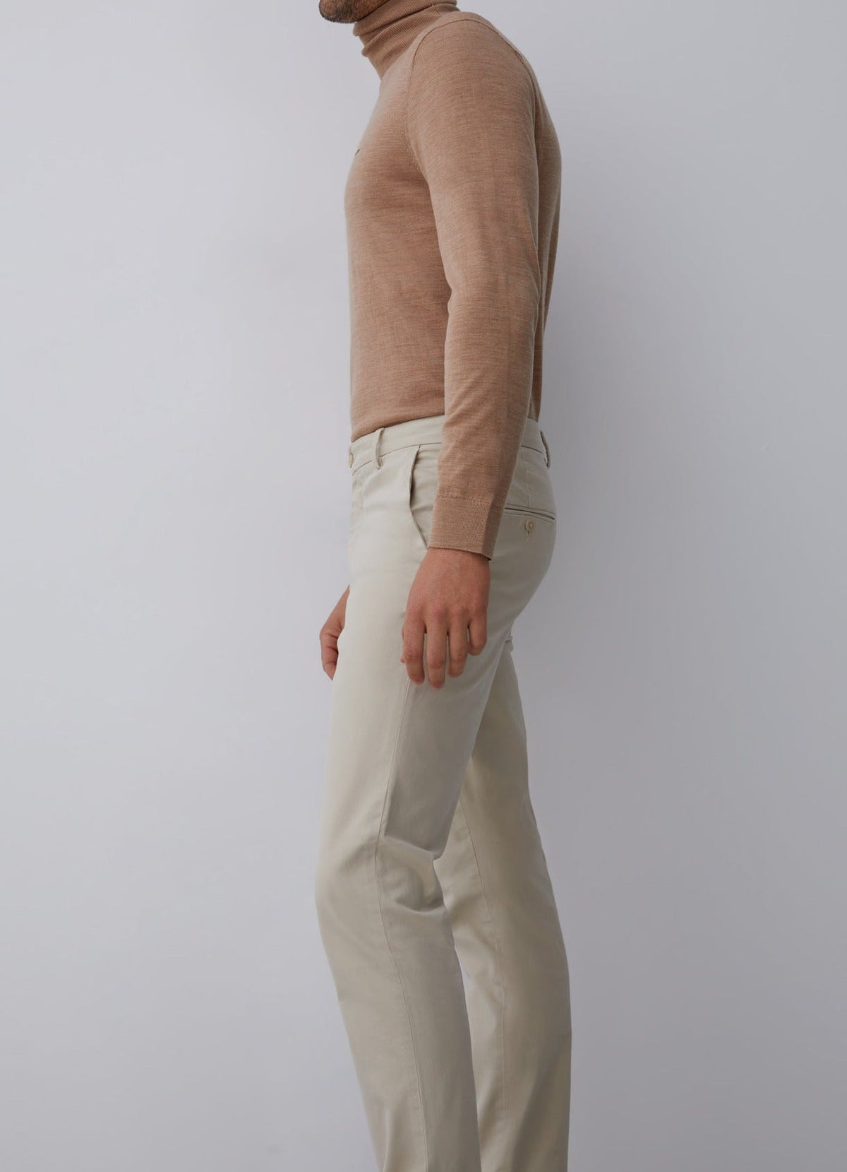 Men Trousers | White Elastic Cotton Chino Trousers by Spanish designer Adolfo Dominguez