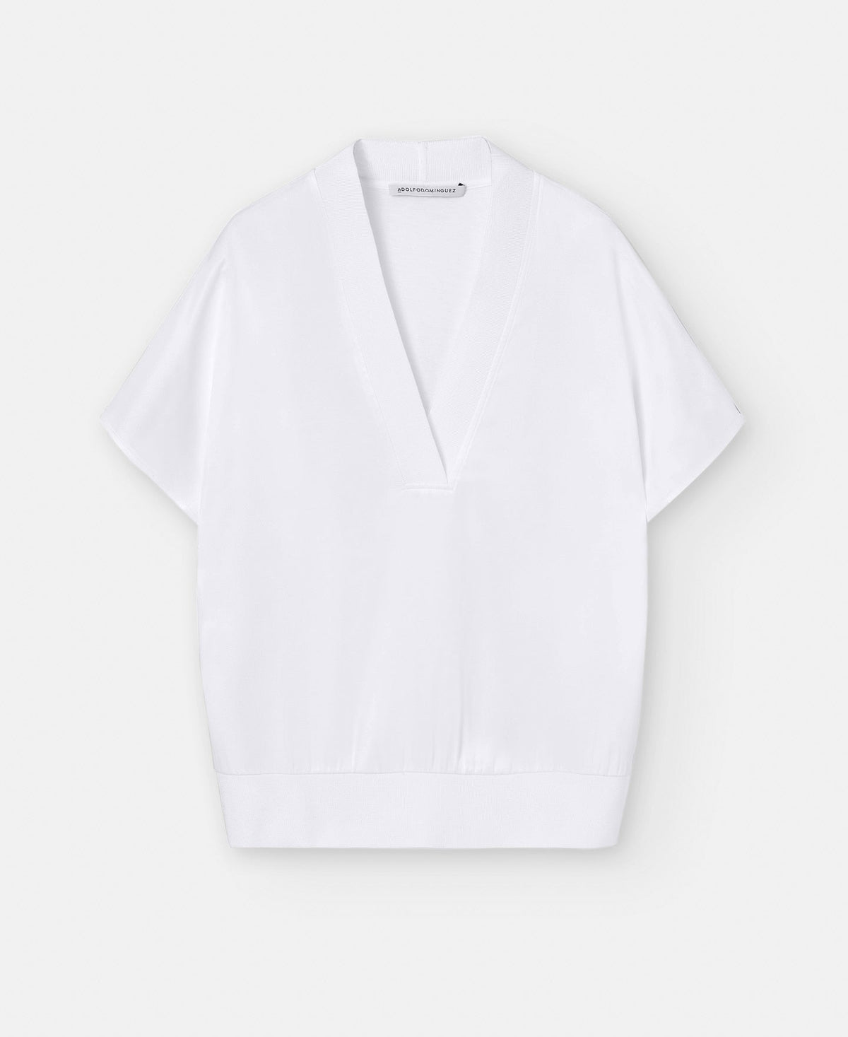 Women T-Shirt (Short Sleeve) | White Elasticated Waistband Viscose T-Shirt by Spanish designer Adolfo Dominguez