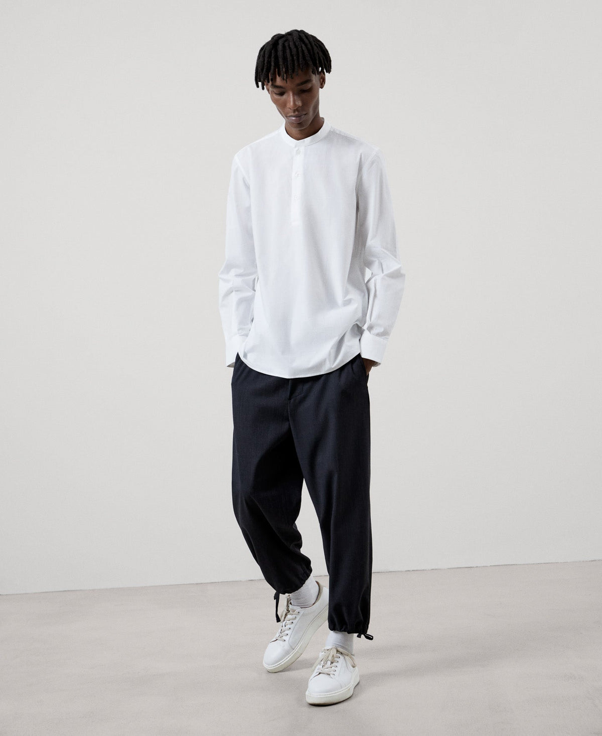 Men Shirt | White Organic Cotton Baker'S Shirt by Spanish designer Adolfo Dominguez