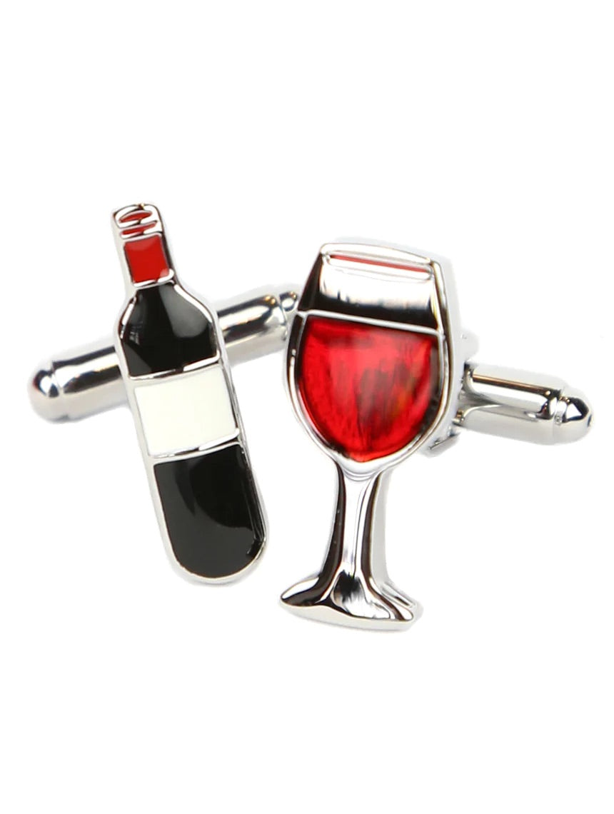 Wine Bottle Glass Wine Bottle/Glass Cufflink