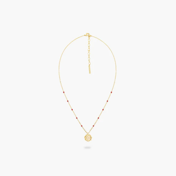 Yellow Round Stone Pendant Necklace | arcl3041