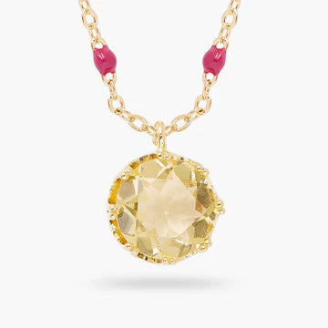 Yellow Round Stone Pendant Necklace | arcl3041