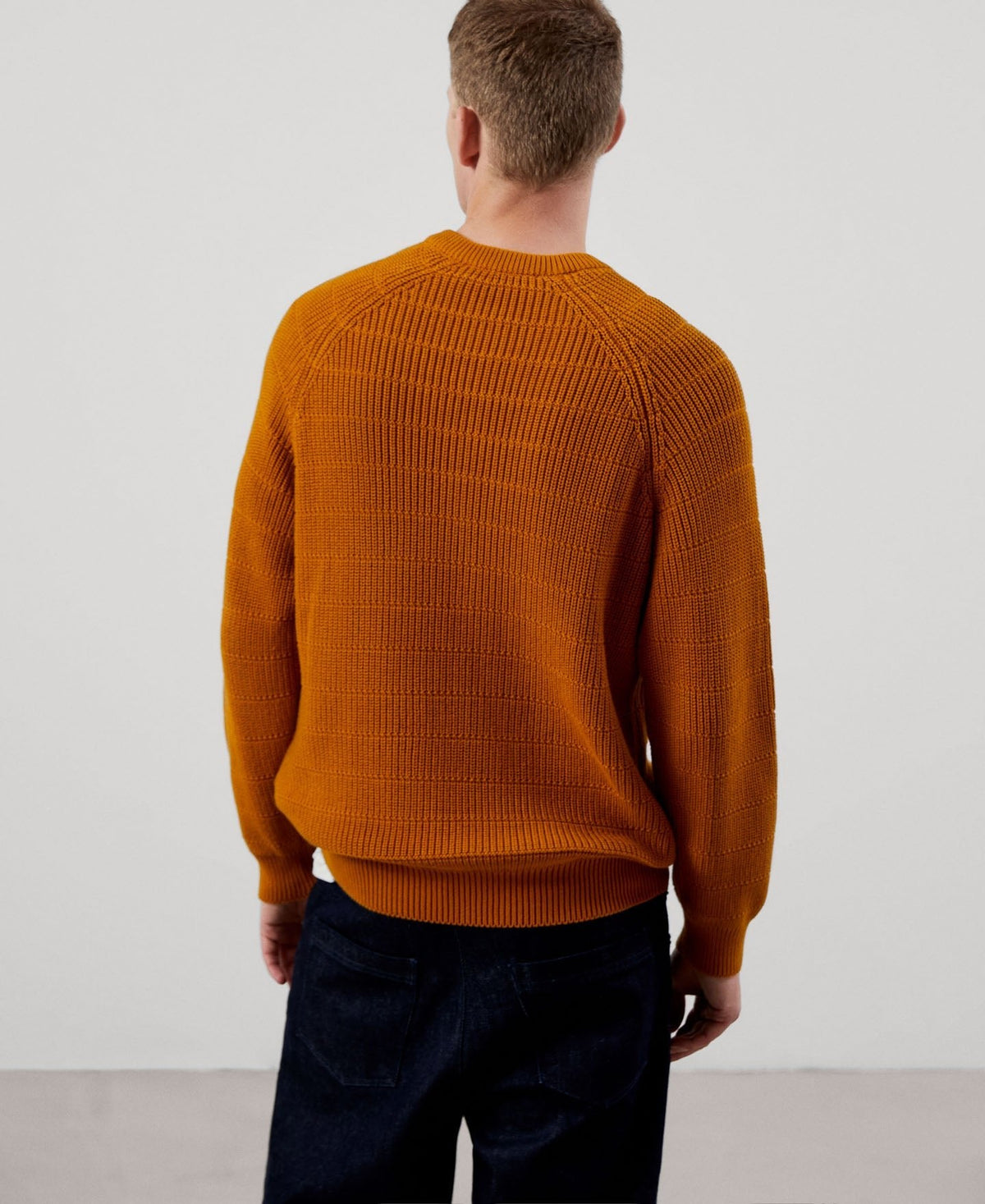 Men Jersey | Yellow Turmeric Mens Sweater by Spanish designer Adolfo Dominguez