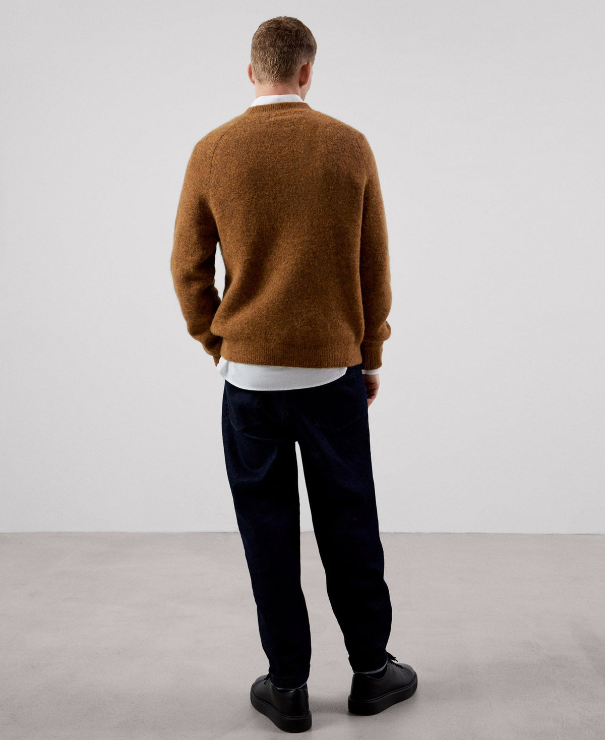 Men Jersey | Yellow Turmeric Sweater by Spanish designer Adolfo Dominguez
