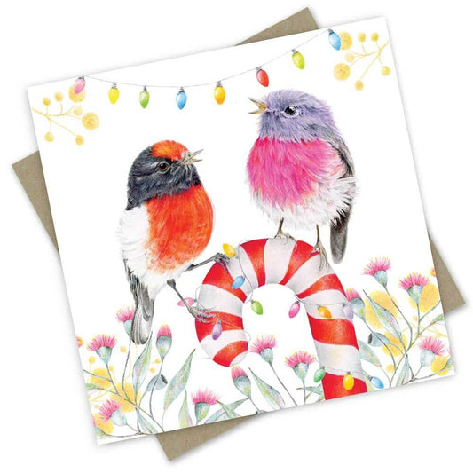 Christmas Card: Candy Cane Robins