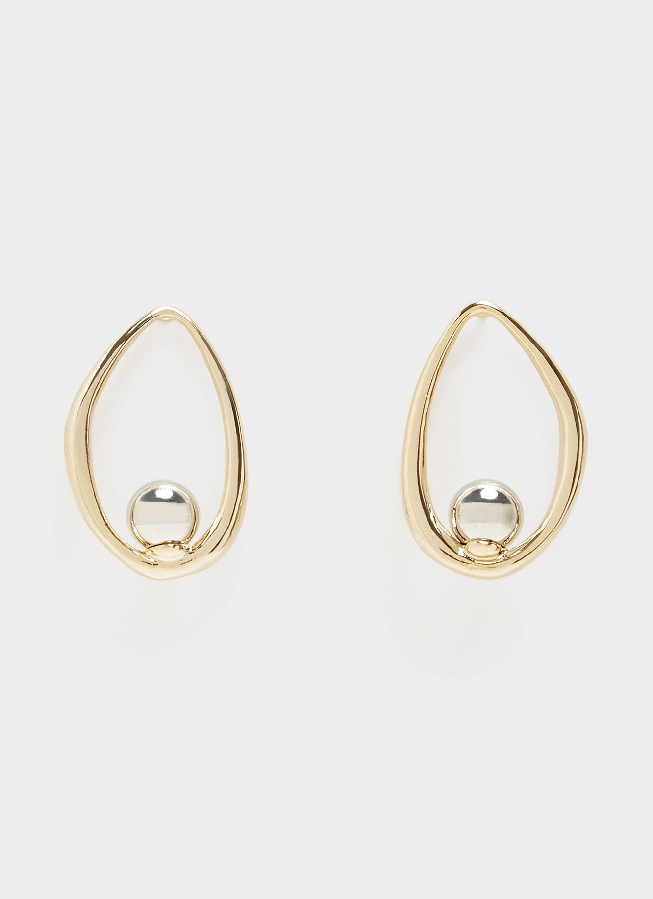 Gold/Silver Short Oval Silhouette Earrings