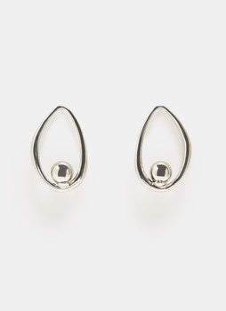 Silver Short Oval Silhouette Earrings
