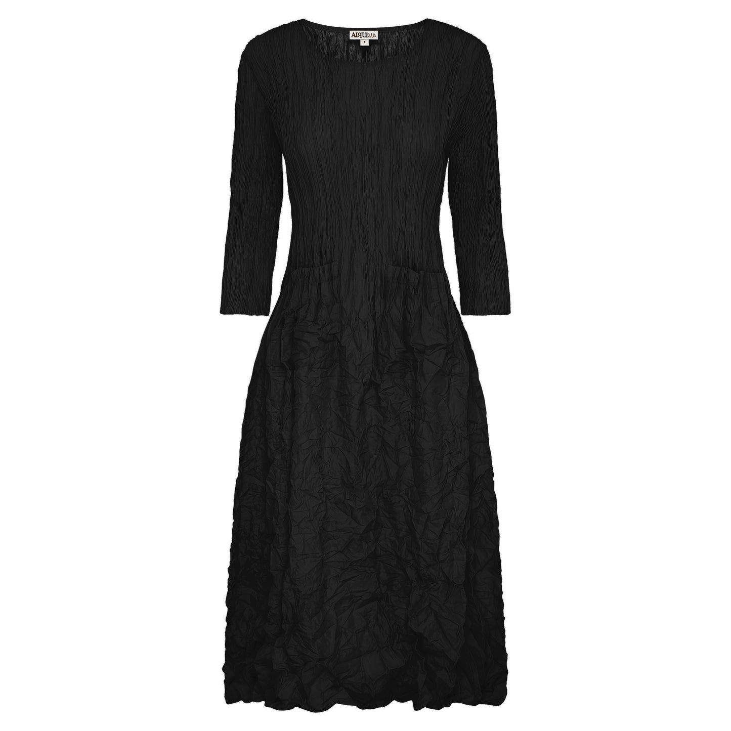 Alquema | 3/4 Sleeve Smash Pocket Dress / Black