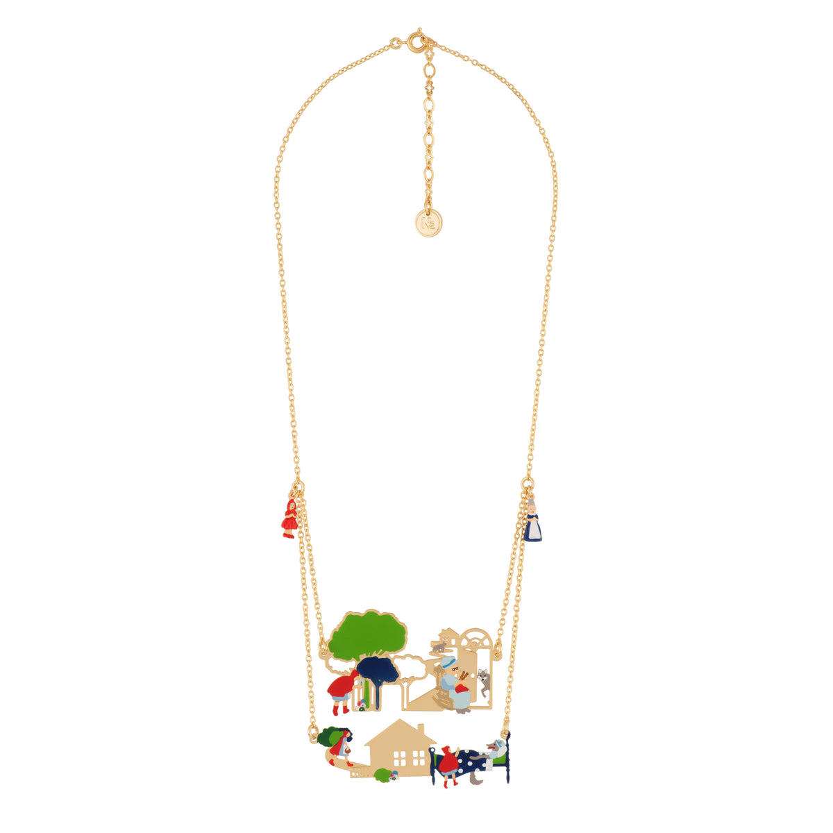 2-Row Promenons Nous Little Red Riding Hood Story Necklace | AECR3181