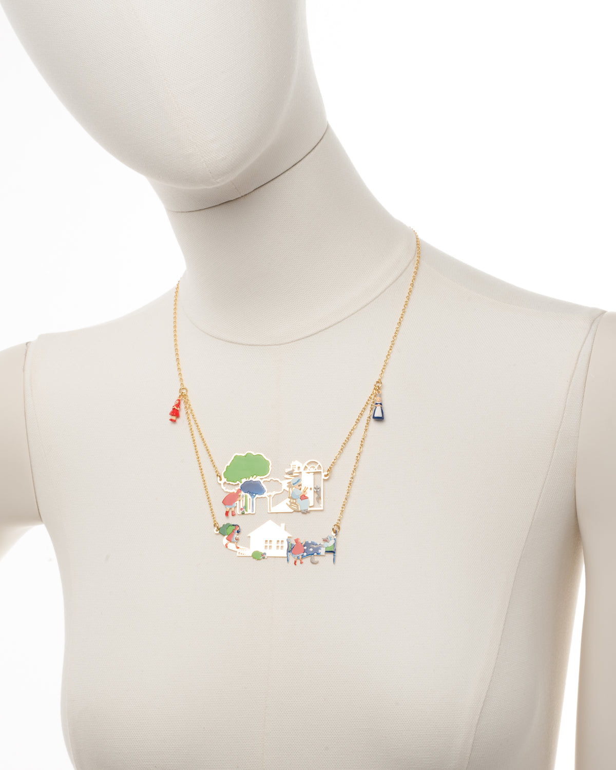 2-Row Promenons Nous Little Red Riding Hood Story Necklace | AECR3181