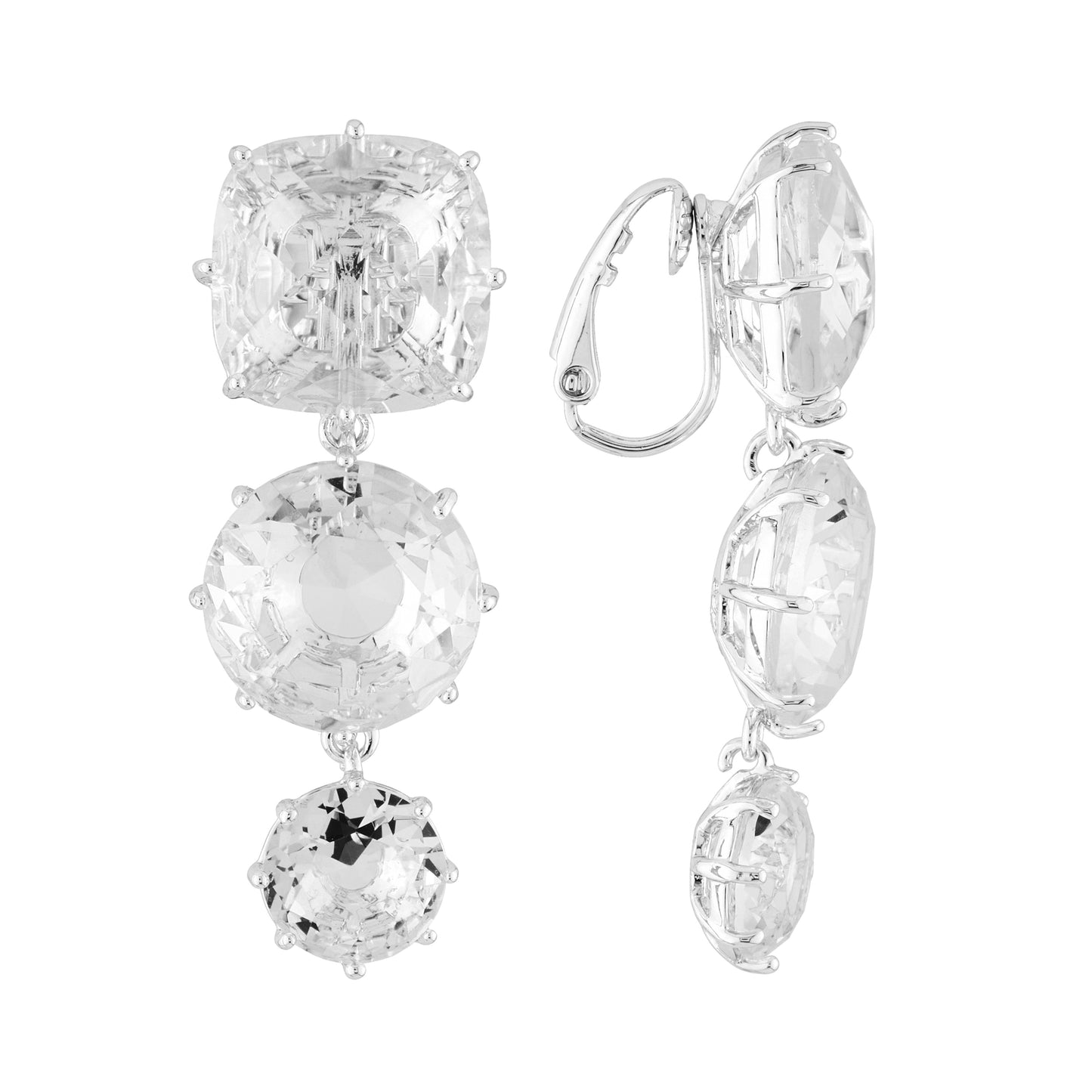 Silver 3 Stones La Diamantine Earrings