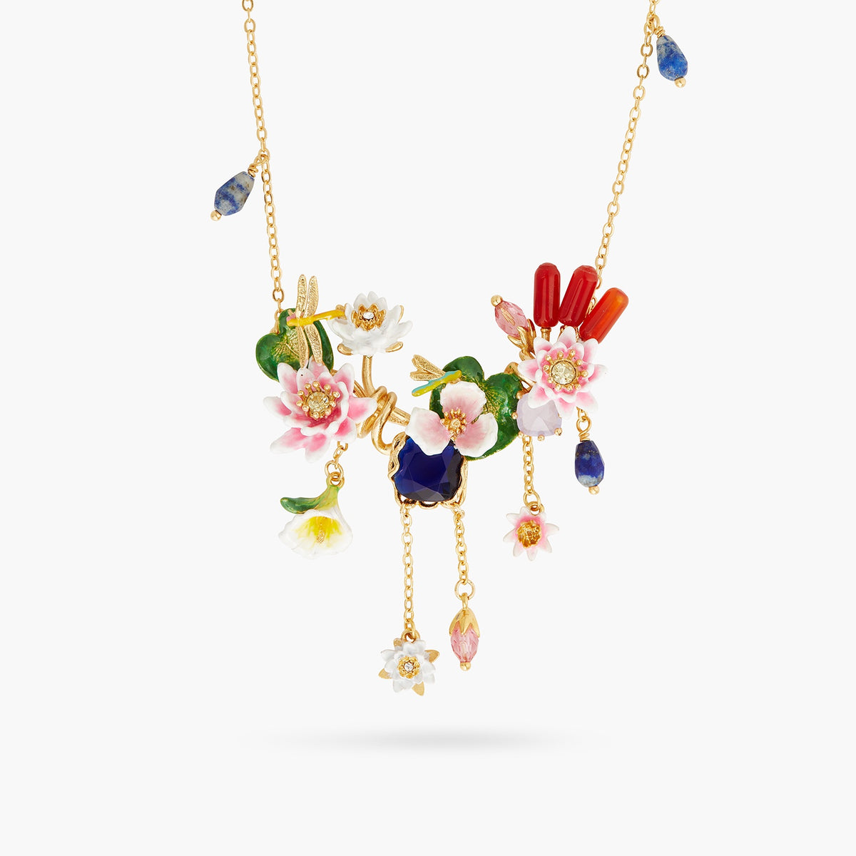 Water Garden And Lapis Lazuli Statement Necklace | AQJF3011