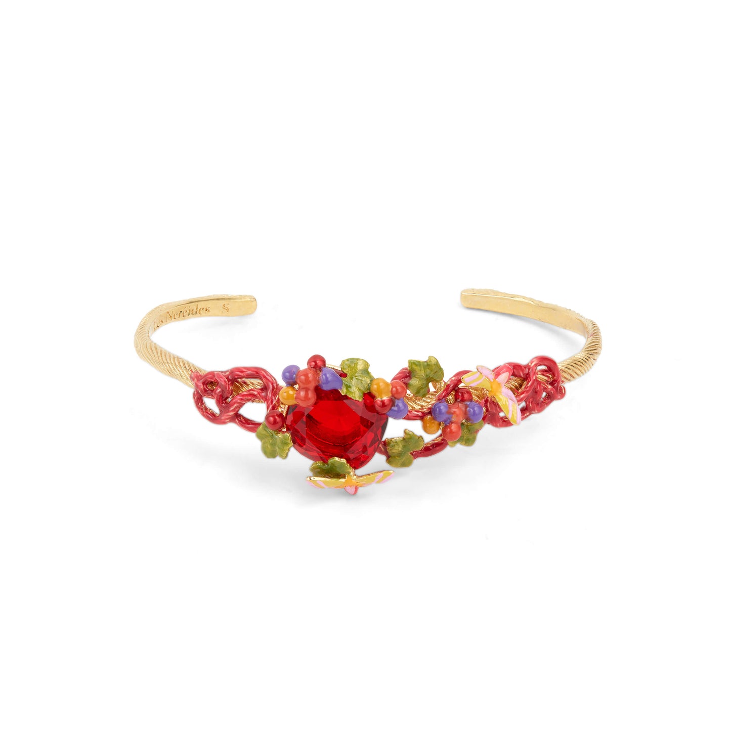 Grapes, Vine Leaf And Butterfly Bangle Bracelet | AQVT2011