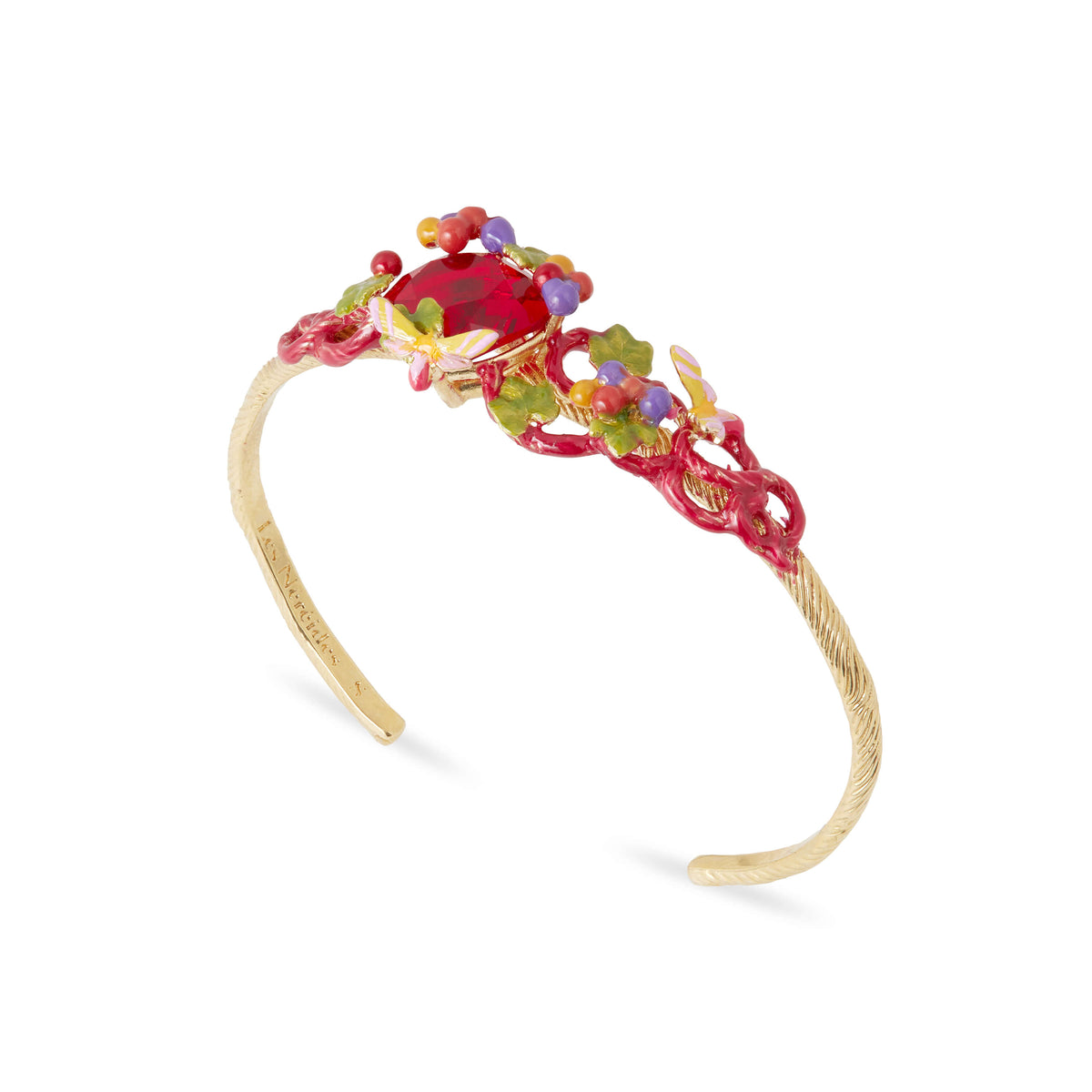 Grapes, Vine Leaf And Butterfly Bangle Bracelet | AQVT2011